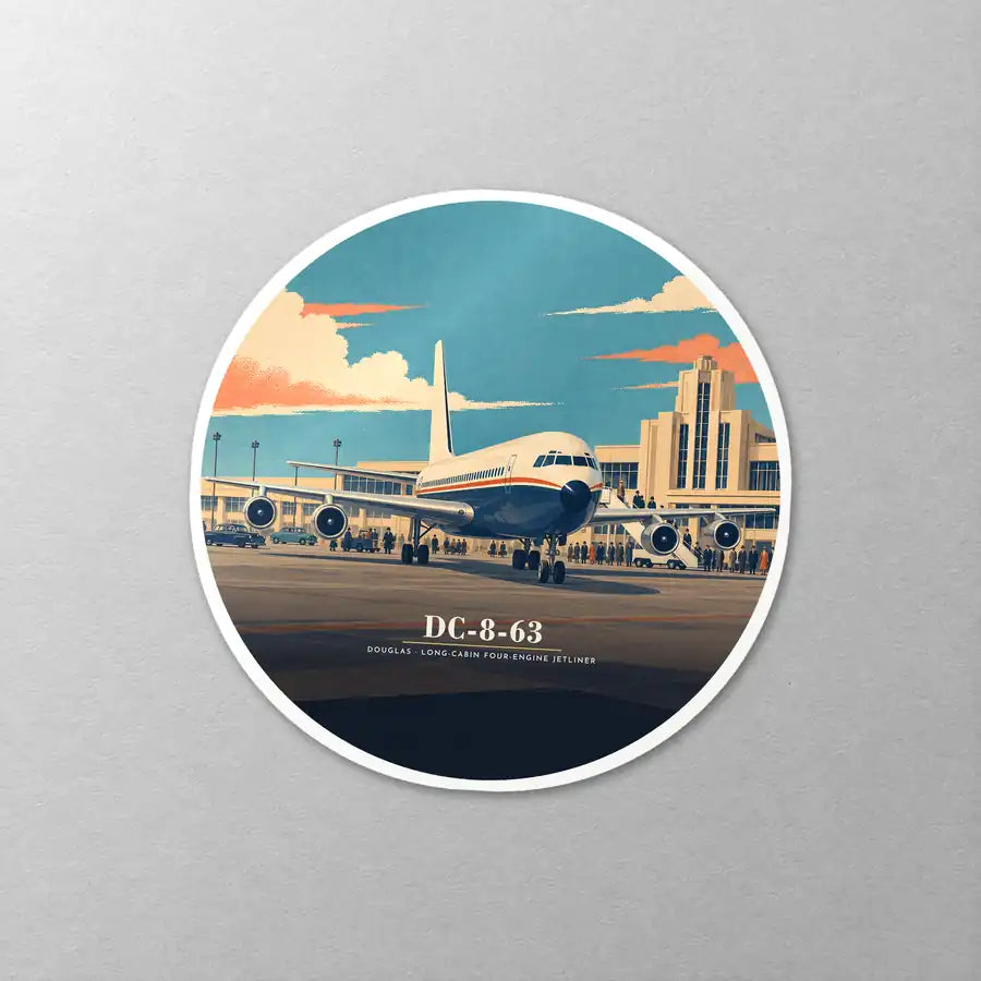 Douglas DC-8-63 - 3D - Circle Sticker - Close-up