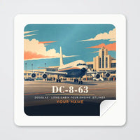 Thumbnail for Douglas DC-8-63 - 3D + Name - Square Sticker - Peel