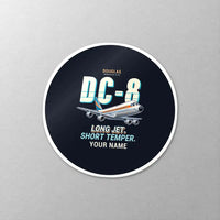 Thumbnail for Douglas DC-8-63 - Cartoon + Name - Circle Sticker - Close-up