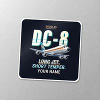 Thumbnail for Douglas DC-8-63 - Cartoon + Name - Square Sticker - Close-up