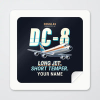 Thumbnail for Douglas DC-8-63 - Cartoon + Name - Square Sticker - Peel