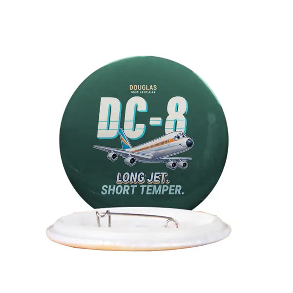 Douglas DC-8-63 - Cartoon - Pin - Dark Green