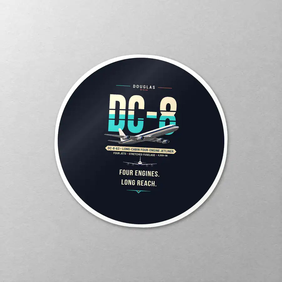 Douglas DC-8-63 - Original - Circle Sticker - Close-up