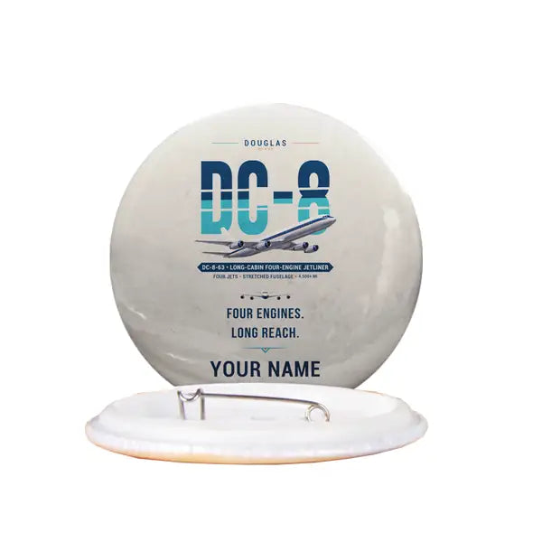 Douglas DC-8-63 - Original + Name - Pin - Beige