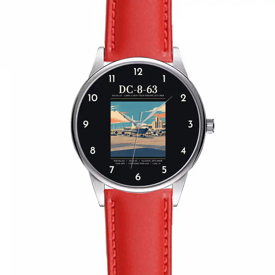 Douglas DC-8-63 - Poster - Leather Strap - Red Leather Strap