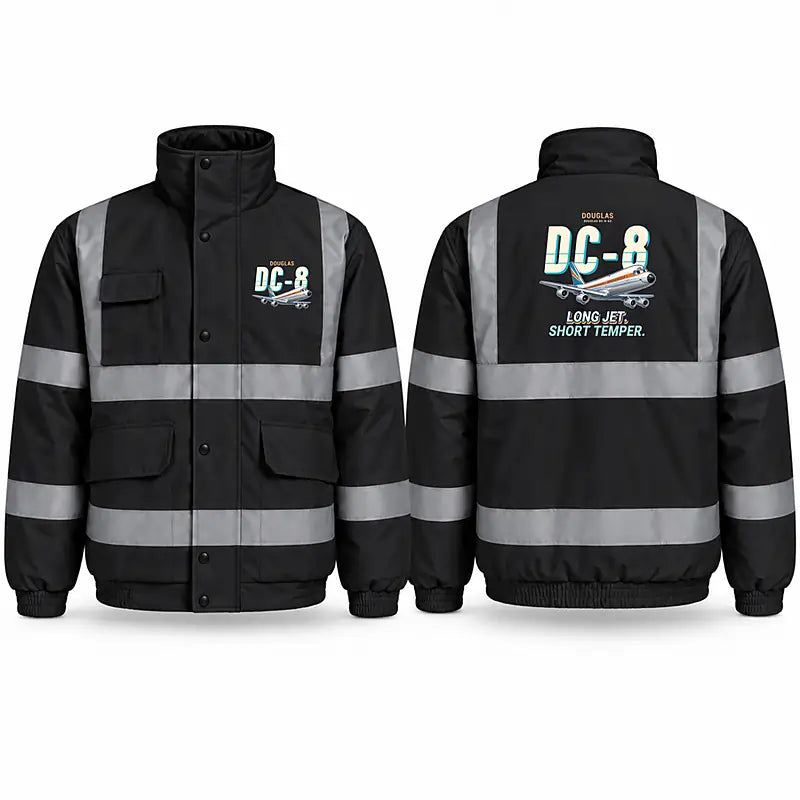 Douglas DC-8-63 Reflective Winter Jackets - Cartoon - Black