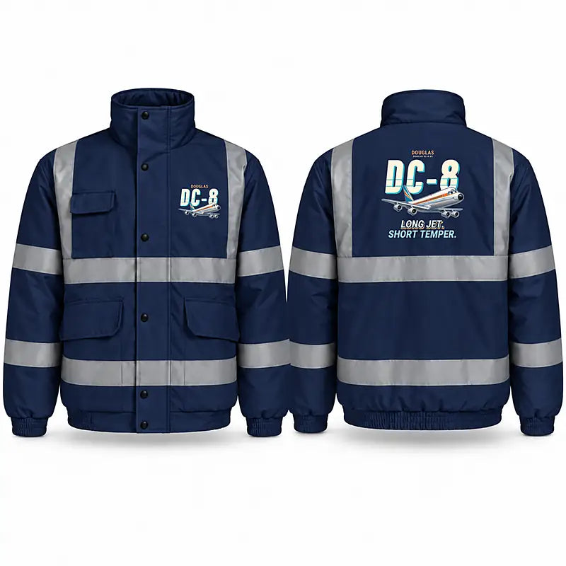 Douglas DC-8-63 Reflective Winter Jackets - Cartoon - Navy Blue