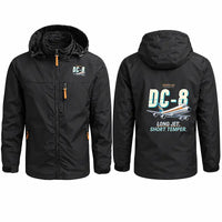 Thumbnail for Douglas DC-8-63 Stylish Jackets - Hooded Windbreaker - Cartoon - Black