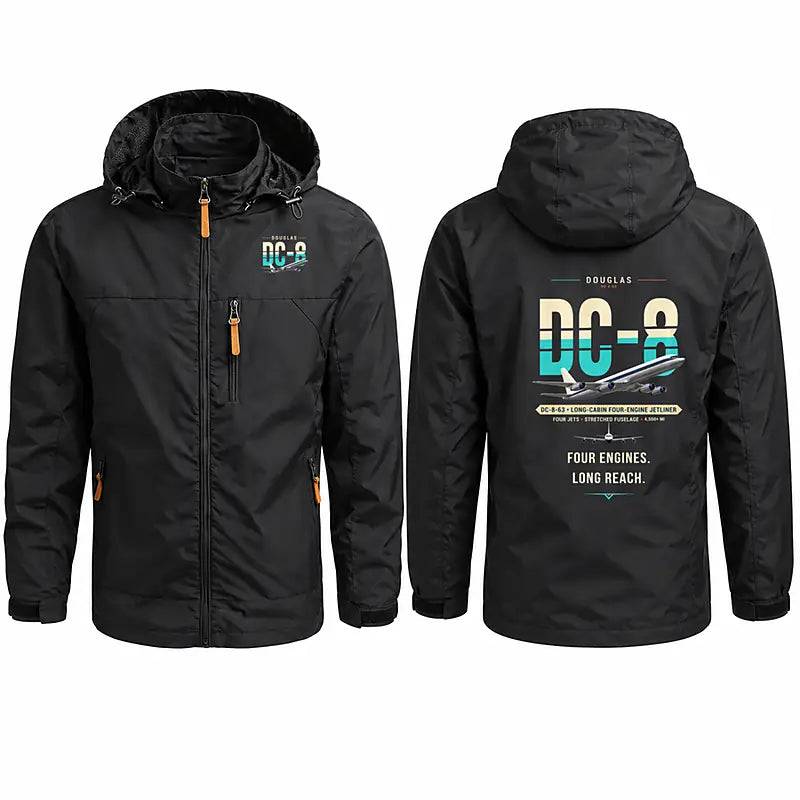 Douglas DC-8-63 Stylish Jackets - Hooded Windbreaker - Original - Black