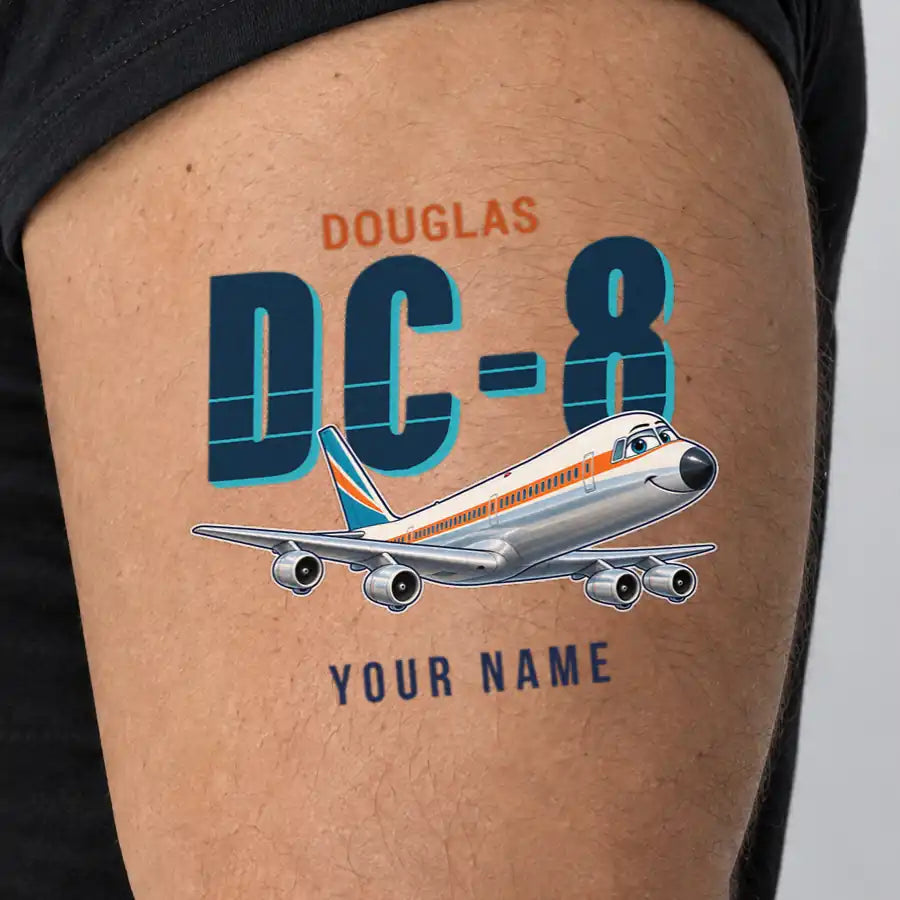 Douglas DC-8-63 - Tattoo - Cartoon + Name - Man