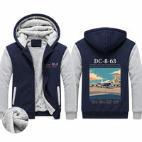 Thumbnail for Douglas DC-8-63 Zipped Sweatshirts - Poster - Navy & Gray