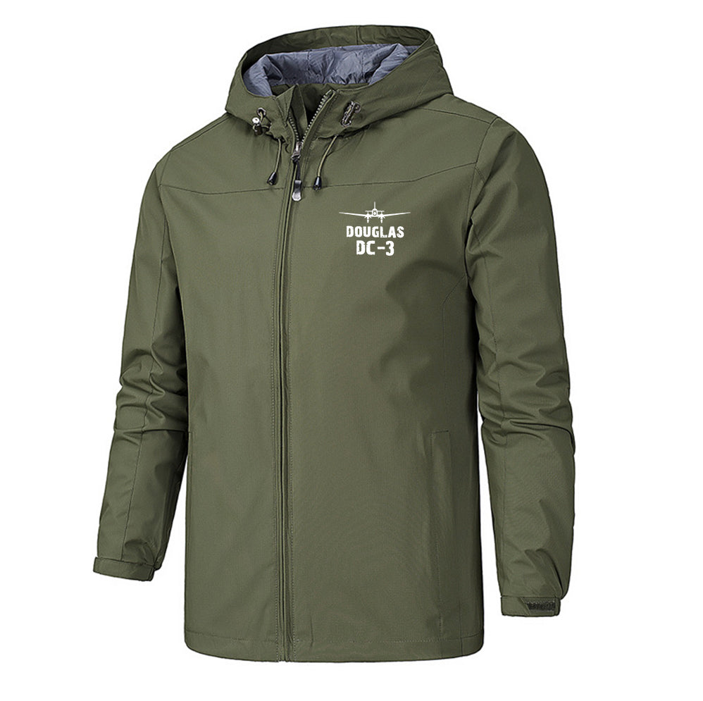 Douglas DC-3 & Plane Designed Rain Jackets & Windbreakers