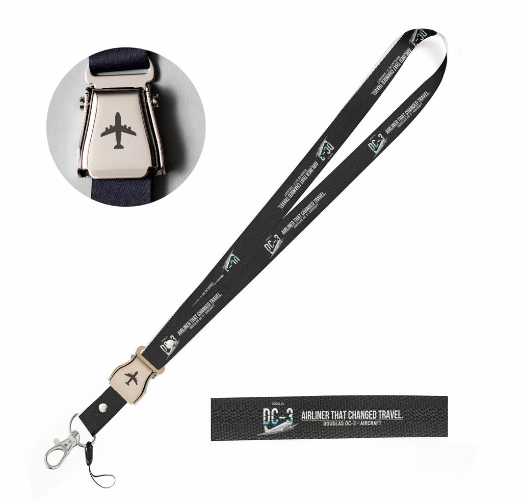 Douglas DC-3 seat belt lanyard - black