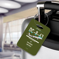 Thumbnail for Douglas DC-8-63 design on green army acrylic luggage tags, double-side print