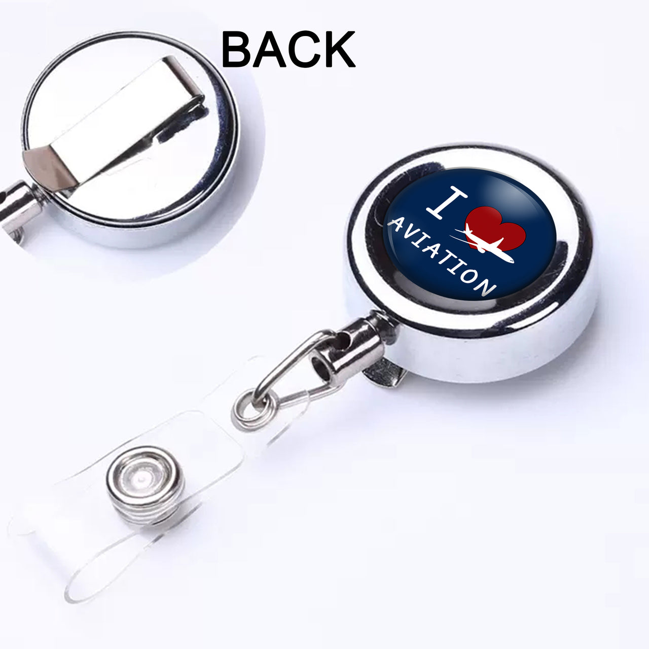 I Love Aviation Designed Retractable ID Card Badge