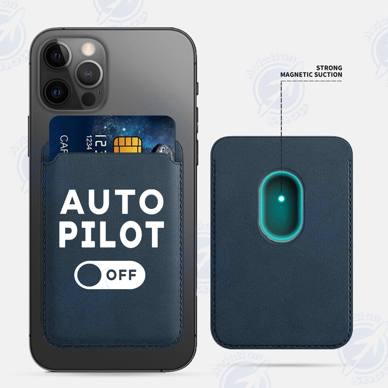 Auto Pilot Off iPhone Cases Magnetic Card Wallet