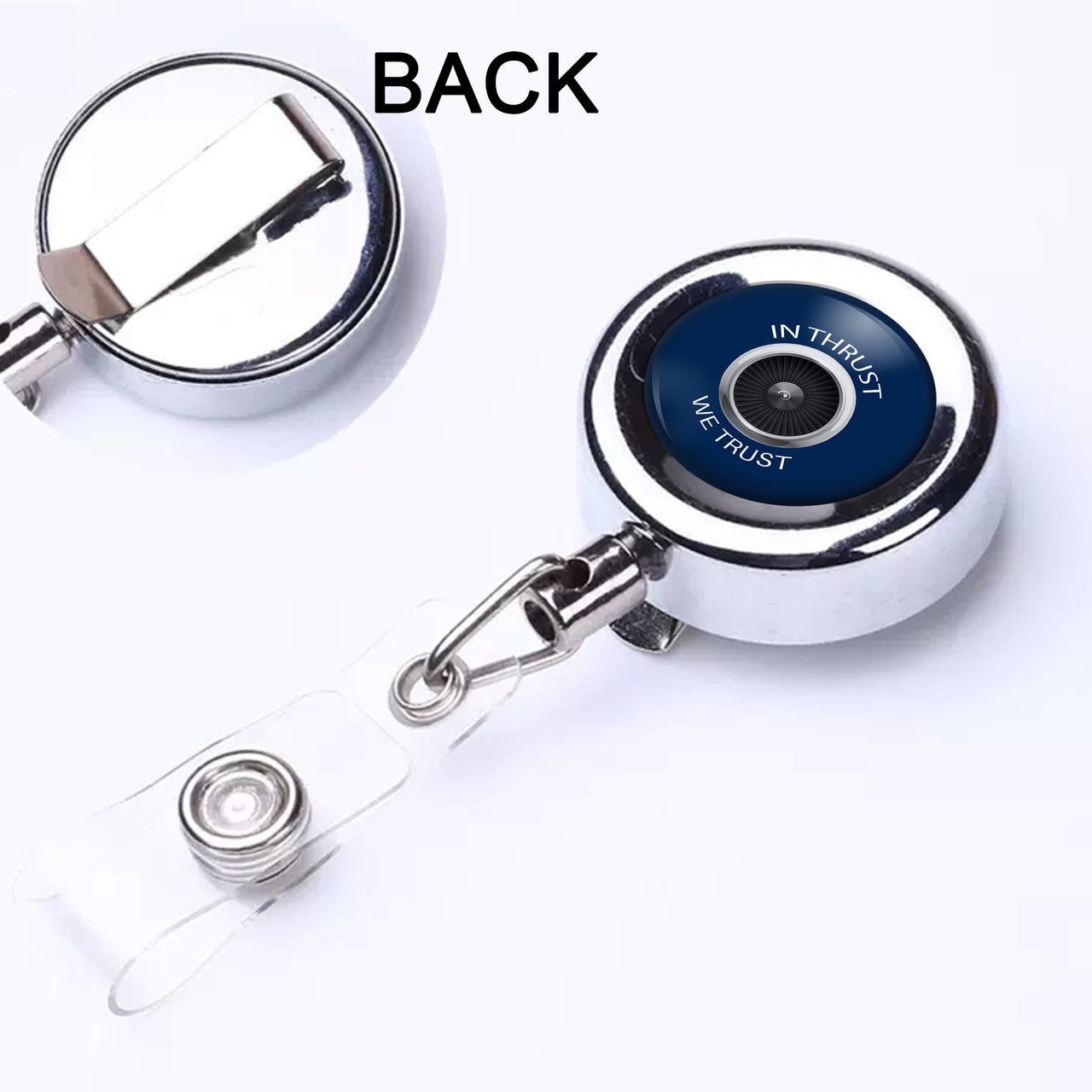 In Thrust We Trust Designed Retractable ID Card Badge