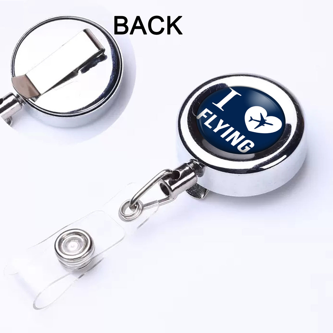 I Love Flying Designed Retractable ID Card Badge