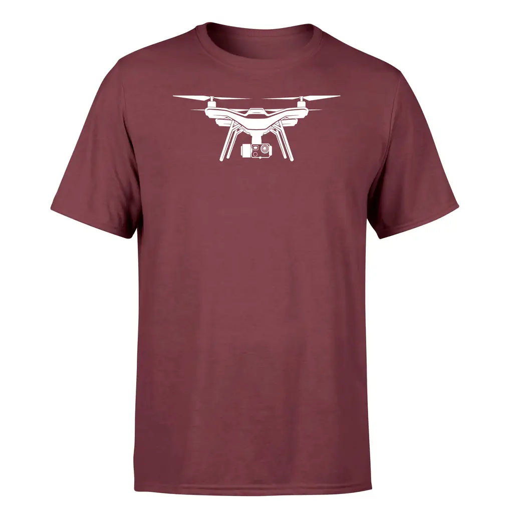 Drone Silhouette design on dark red single side