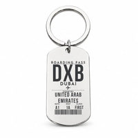 Thumbnail for Dubai International Airport DXB - Key Chain - Boarding Pass Style - Silver