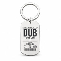 Thumbnail for Dublin Airport DUB - Key Chain - Boarding Pass Style - Silver