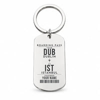 Thumbnail for Dublin Airport DUB - Key Chain - Customizable Boarding Pass - Silver