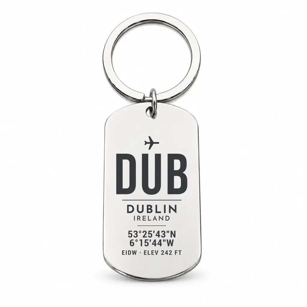 Dublin Airport DUB - Key Chain - Original Design - Silver