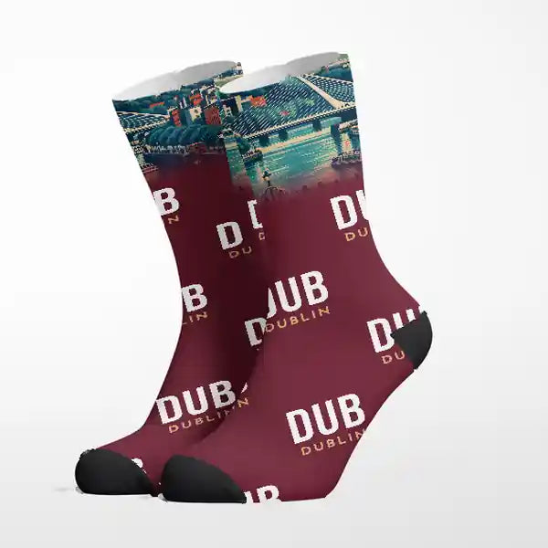 Dublin Airport (DUB) - Socks - Burgundy