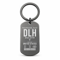 Thumbnail for Duluth International Airport DLH - Key Chain - Boarding Pass Style - Black