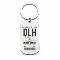 Thumbnail for Duluth International Airport DLH - Key Chain - Boarding Pass Style - Silver
