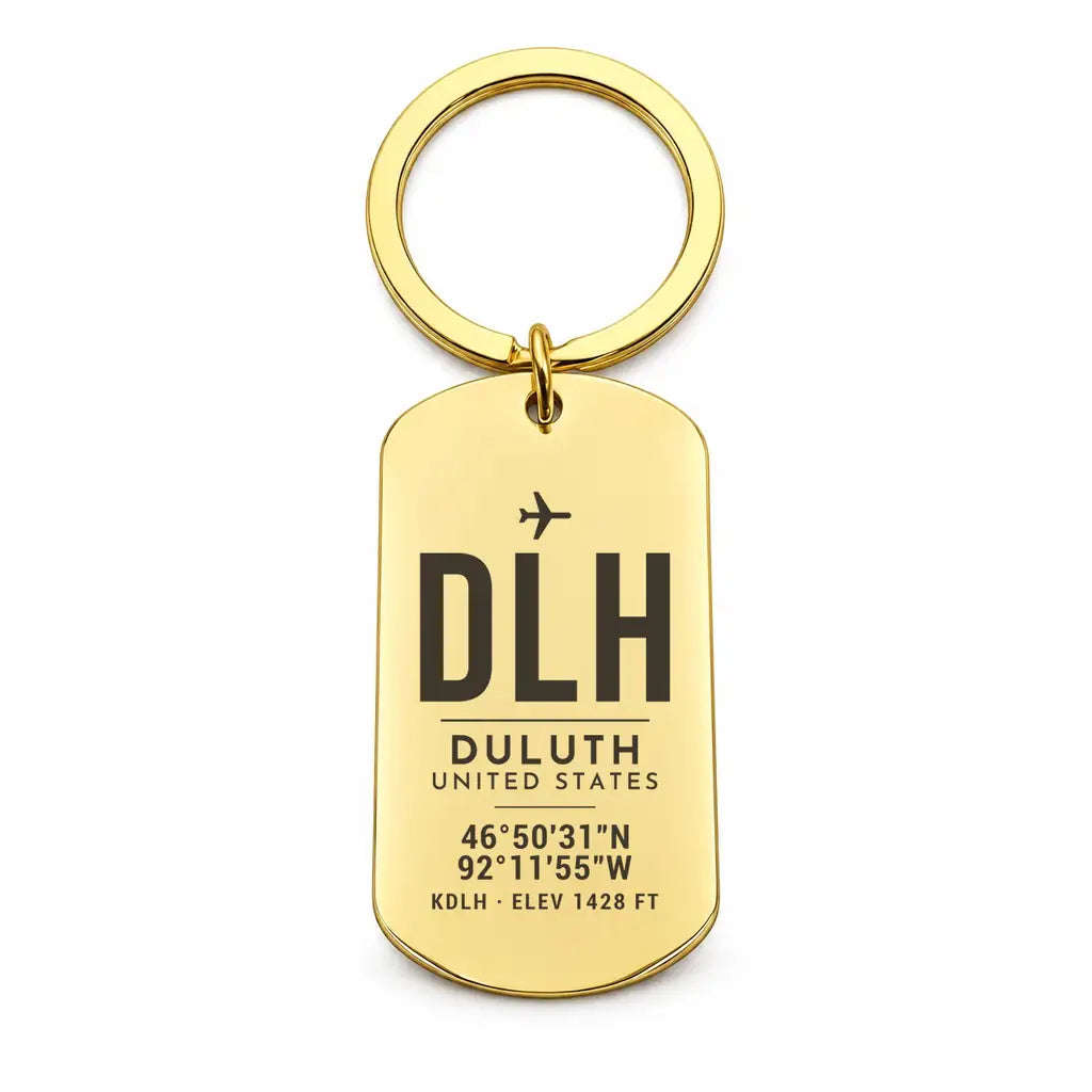 Duluth International Airport DLH - Key Chain - Original Design - Gold