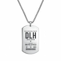 Thumbnail for Duluth International Airport DLH - Necklace - Boarding Pass Style - Silver