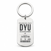 Thumbnail for Dushanbe International Airport DYU - Key Chain - Boarding Pass Style - Silver