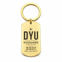 Thumbnail for Dushanbe International Airport DYU - Key Chain - Original Design - Gold