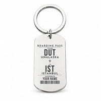 Thumbnail for Dutch Harbor Unalaska Airport DUT - Key Chain - Customizable Boarding Pass - Silver