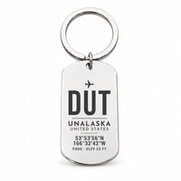 Thumbnail for Dutch Harbor Unalaska Airport DUT - Key Chain - Original Design - Silver