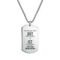 Thumbnail for Dutch Harbor Unalaska Airport DUT - Necklace - Customizable Boarding Pass - Silver