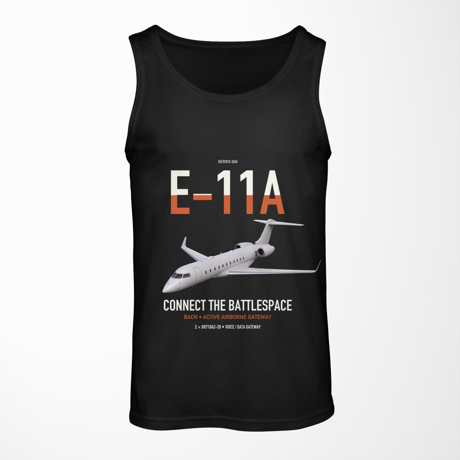 E-11A BACN design on black tank top