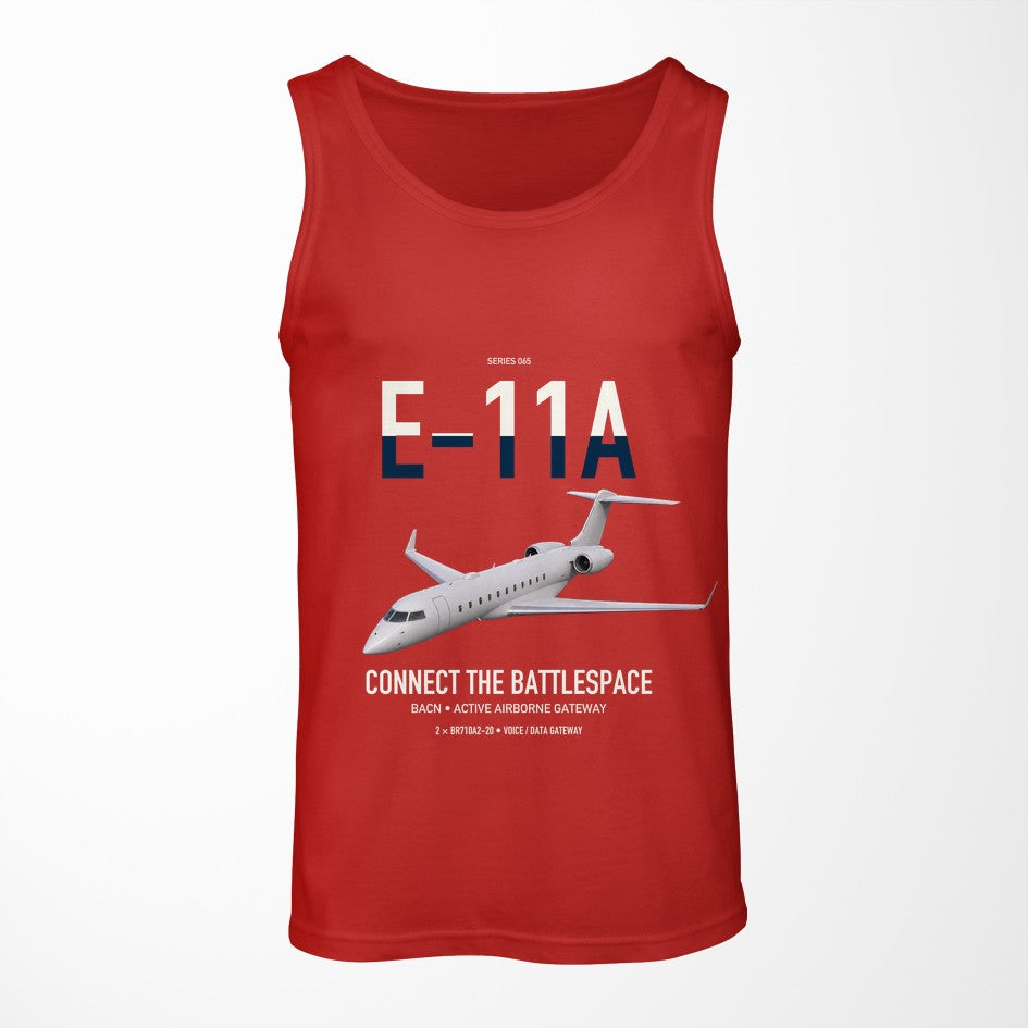 E-11A BACN design on red tank top