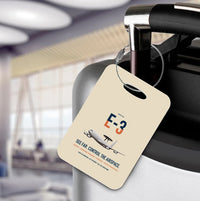 Thumbnail for E-3 Sentry AWACS design on beige acrylic luggage tags, double-side print