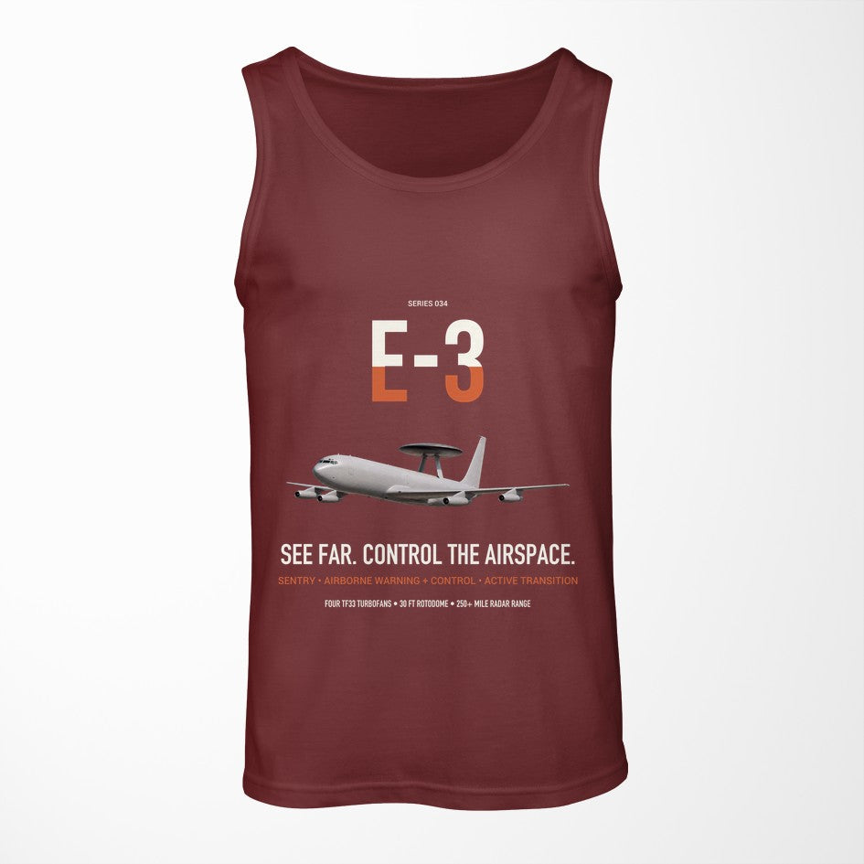 E-3 Sentry AWACS design on dark red tank top
