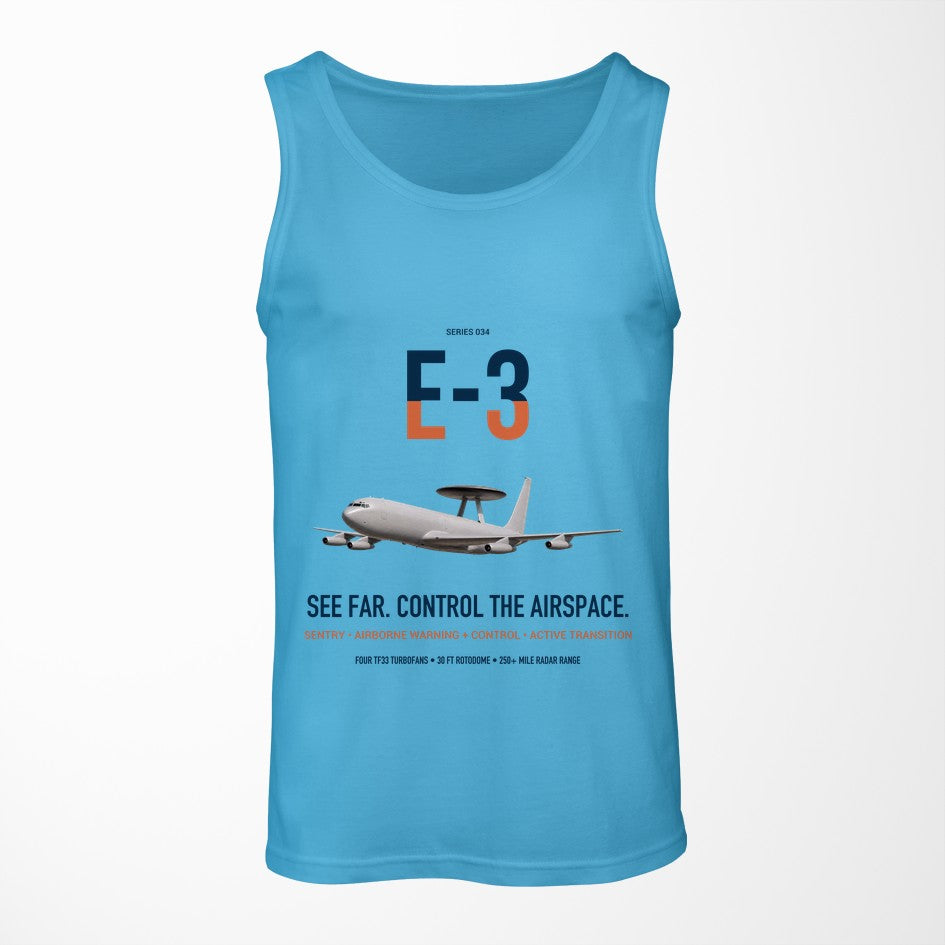 E-3 Sentry AWACS design on sky blue tank top