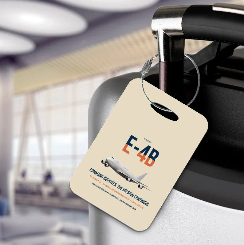 E-4B Nightwatch design on beige acrylic luggage tags, double-side print