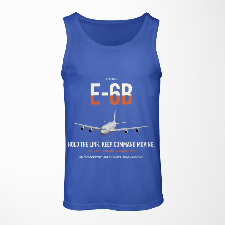 E-6B Mercury design on blue tank top