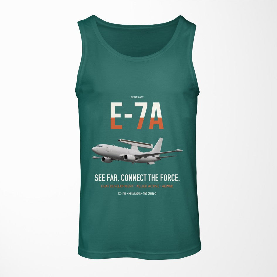 E-7A Wedgetail design on green tank top