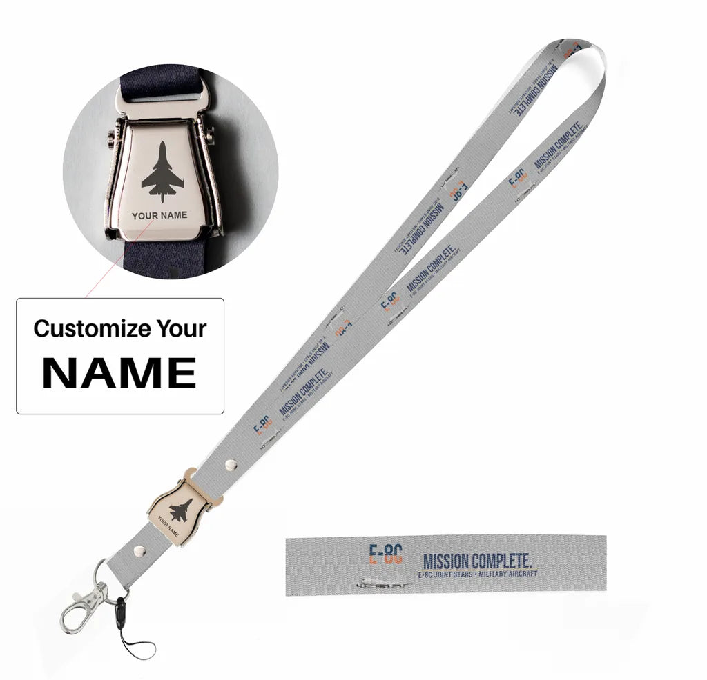 E-8C Joint STARS seat belt lanyard - light gray with name
