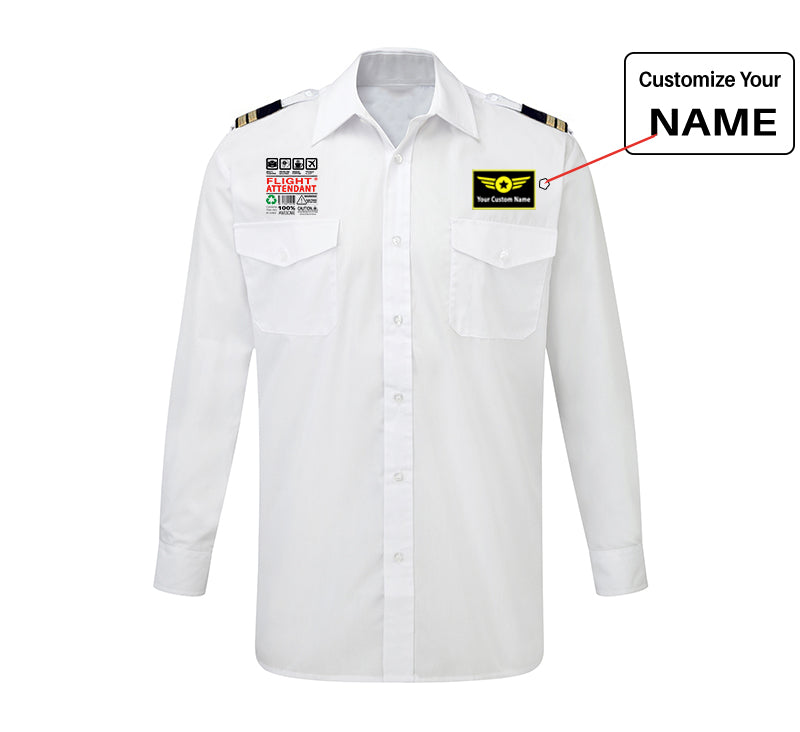 Flight Attendant Label Designed Long Sleeve Pilot Shirts