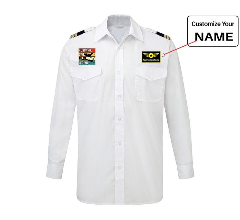 Husband & Dad & Pilot & Legend Designed Long Sleeve Pilot Shirts