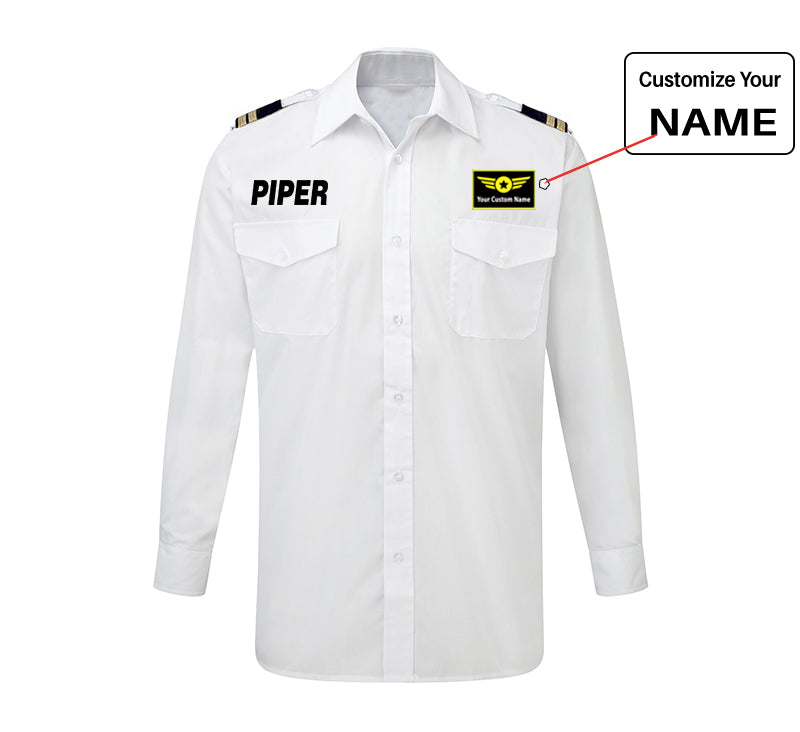 Piper & Text Designed Long Sleeve Pilot Shirts