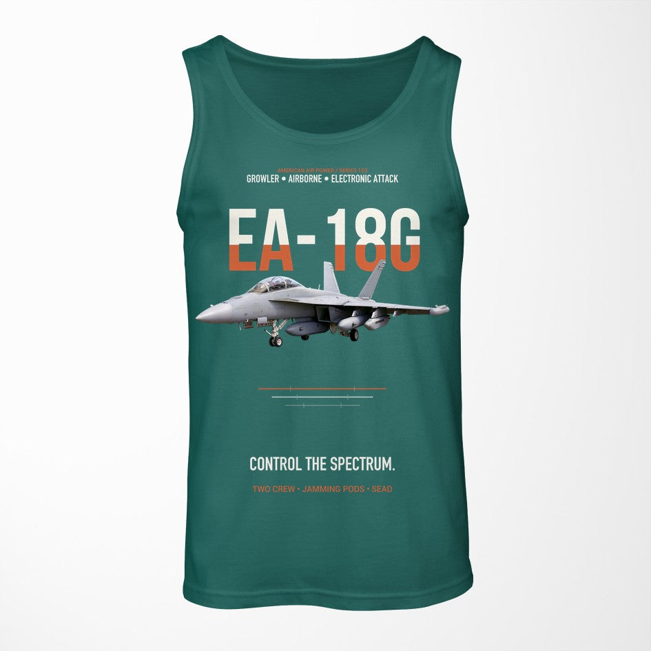 EA-18G Growler Control The Spectrum design on green tank top